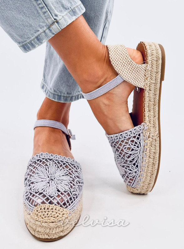 Espadrillas lilla con tomaia in pizzo