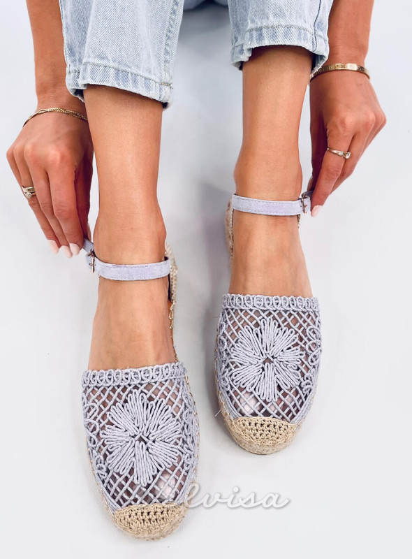 Espadrillas lilla con tomaia in pizzo