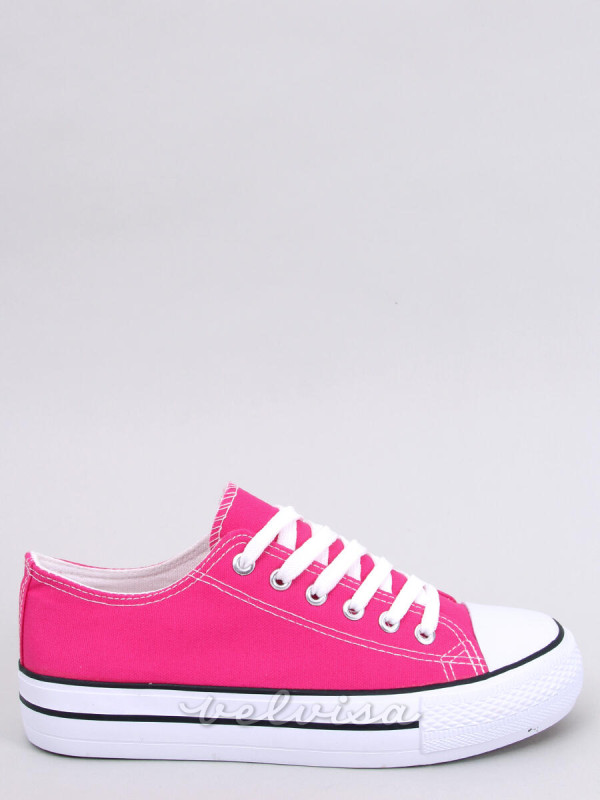 Sneakers basse in tela rosa