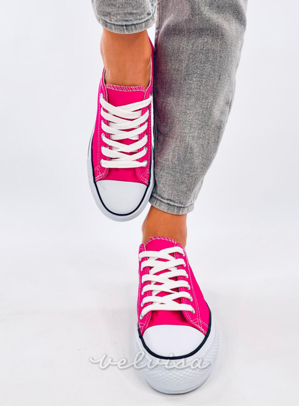 Sneakers basse in tela rosa