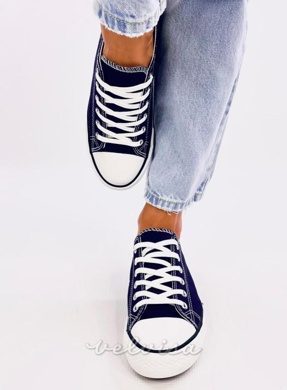 Sneakers classiche basse in tela blu scuro