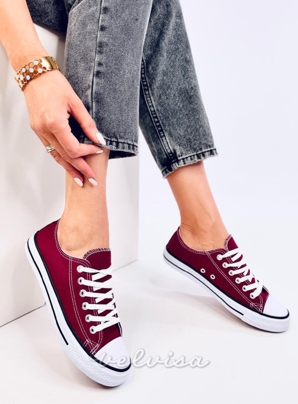 Sneakers classiche basse in tela bordeaux