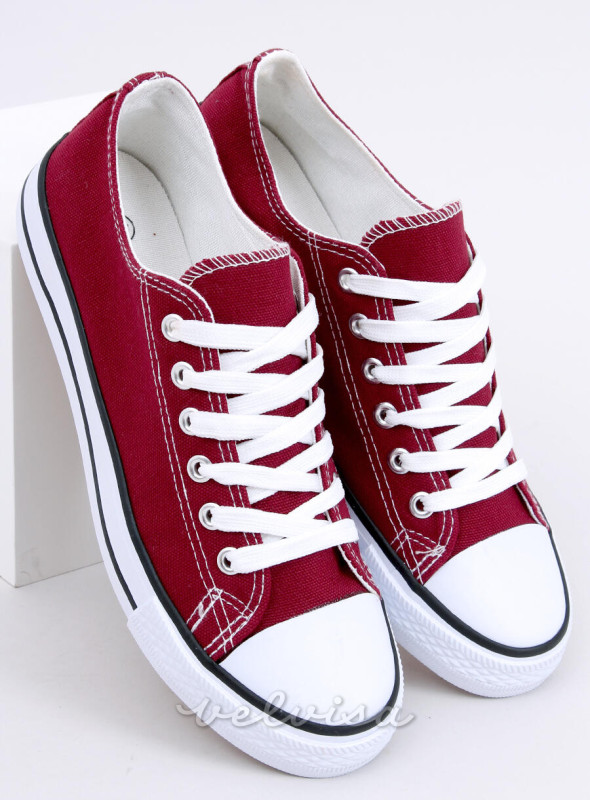 Sneakers classiche basse in tela bordeaux