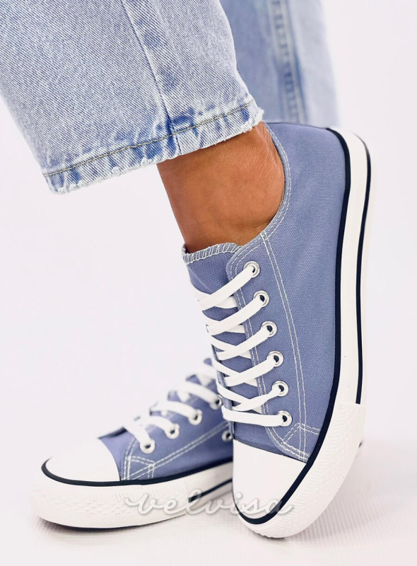 Sneakers classiche basse in tela blu chiaro