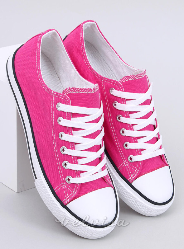 Sneakers classiche basse in tela rosa