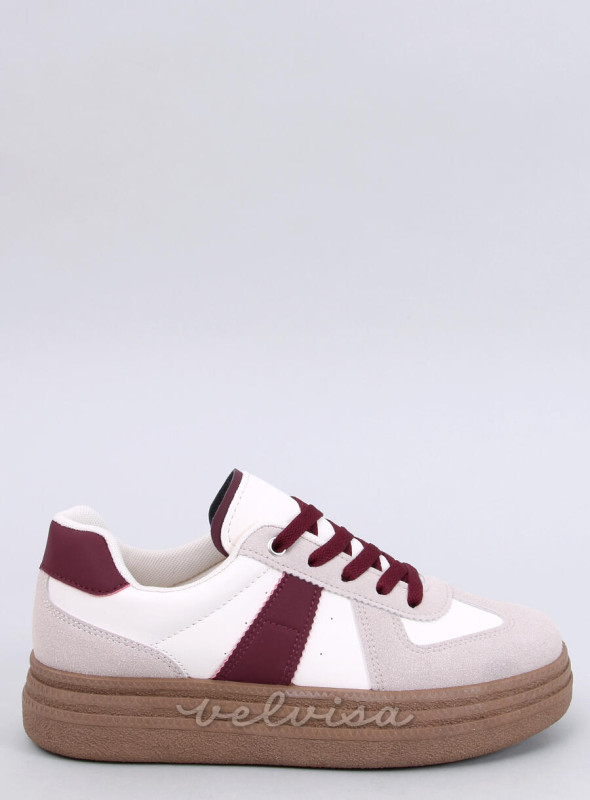 Sneakers da donna in camoscio beige/bordeaux