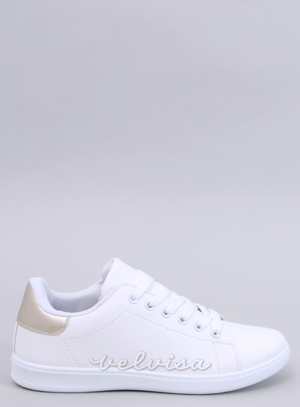 Sneakers minimaliste da donna bianche/oro