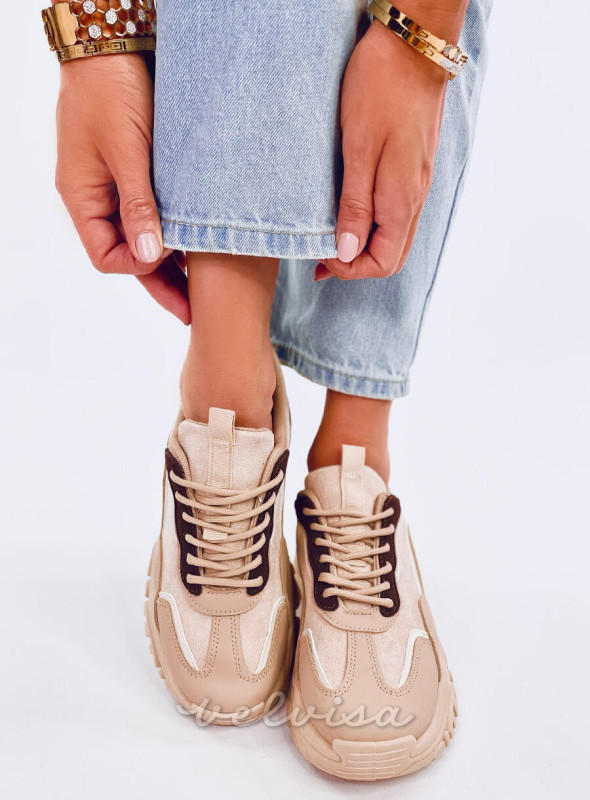 Sneakers da donna beige