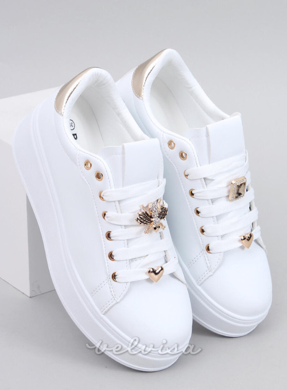 Sneakers platform bianche/oro