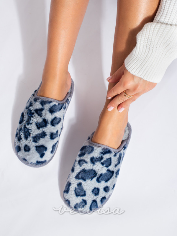 Pantofole con fantasia animalier blu