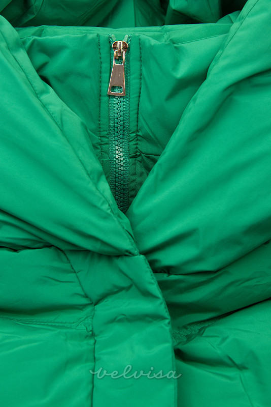 Zeleni zimski prsluk s kapuljačom