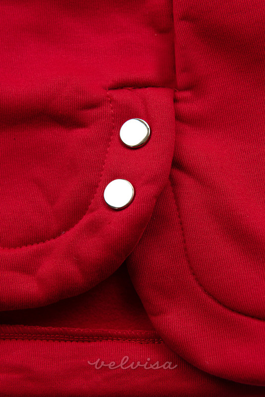 Felpa rossa con cappuccio in maglia grigia