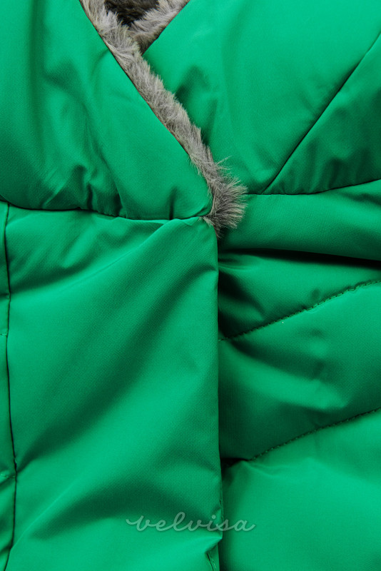 Giacca invernale trapuntata verde con peluche
