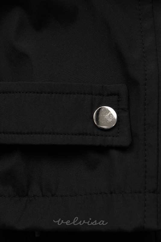 Crna parka jakna s lančanim pojasom