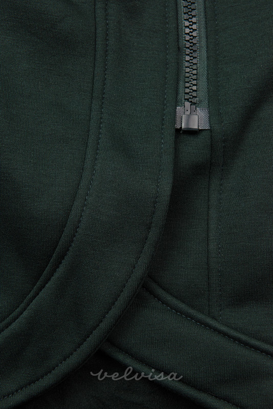 Tamno zelena hoodica asimetričnog kroja