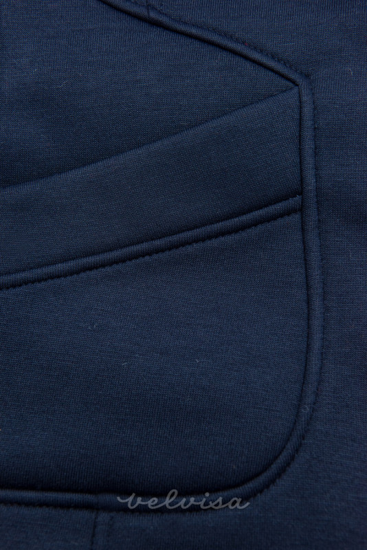 Felpa lunga blu scuro con cappuccio