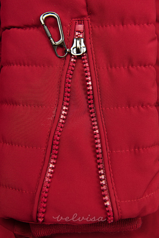 Giacca invernale trapuntata rossa con cappuccio
