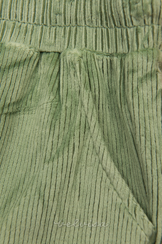 Pantaloni casual verdi con motivo corduroy