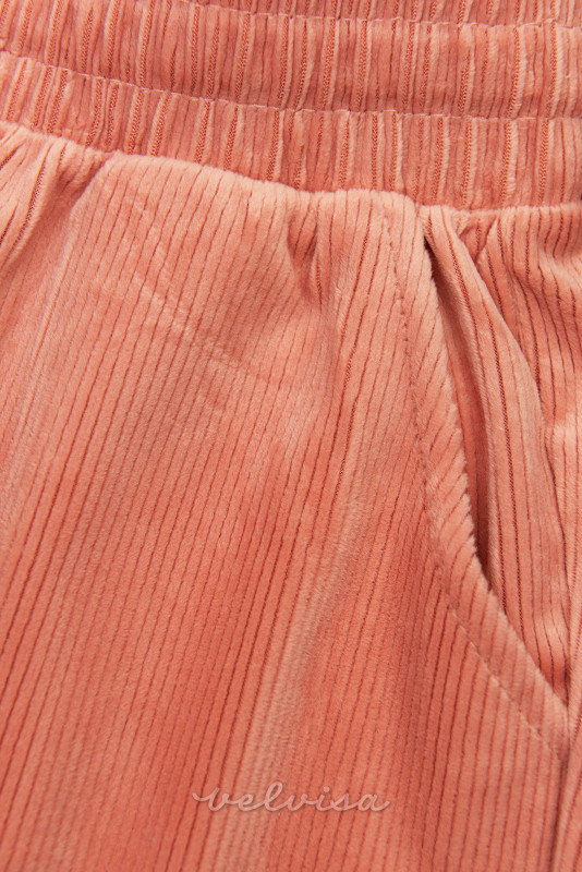 Pantaloni casual rosa salmone con motivo corduroy