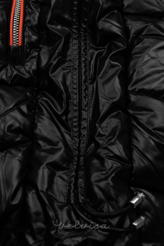 Sjajna zimska jakna crna/narančasta