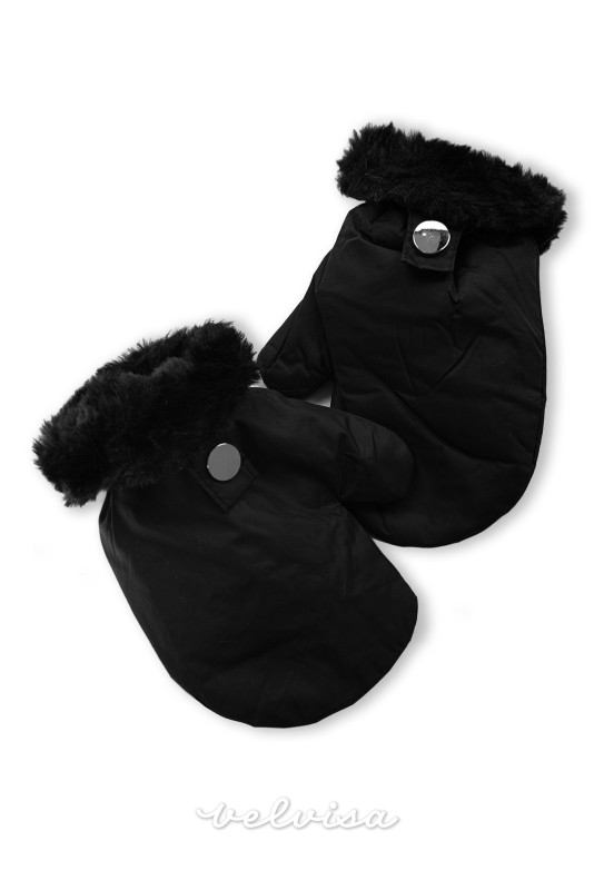 Crna zimska jakna s rukavicama