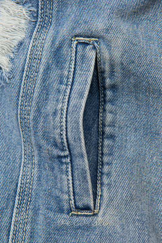 Giacca in jeans blu con cintura