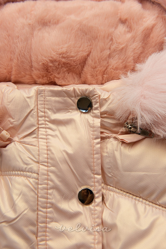 Zimska jakna s krznom ružičasta
