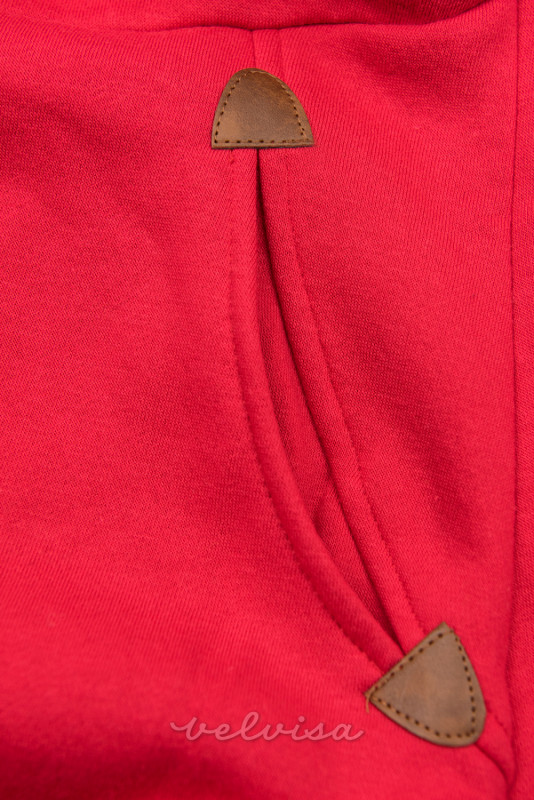 Felpa rossa estesa con zip