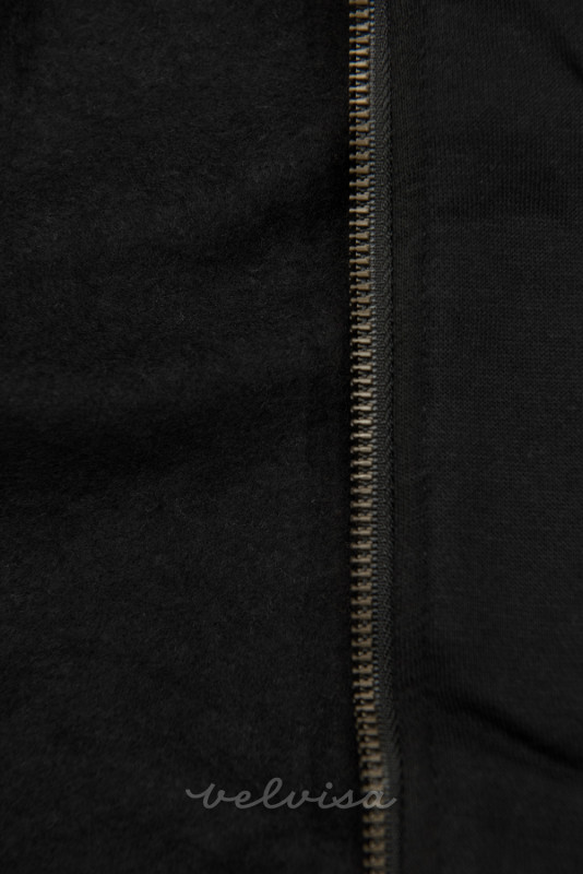 Felpa nera estesa con zip