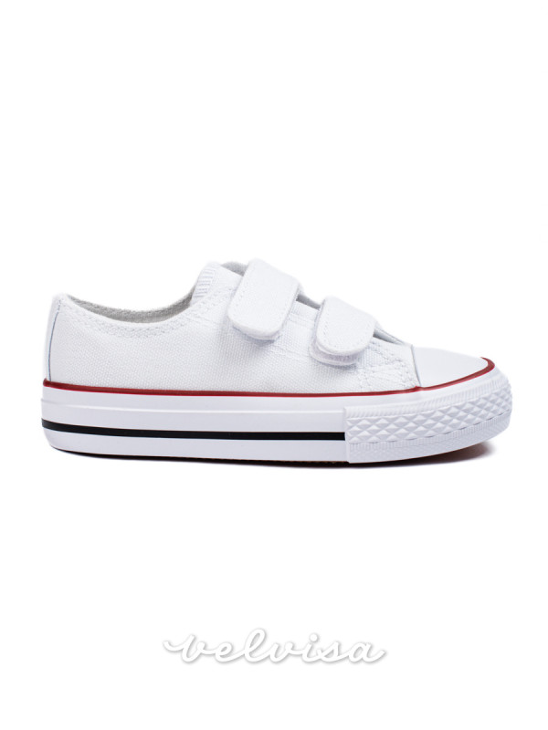 Sneakers bianche da bambini con velcro