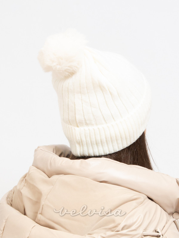 Cappello invernale bianco con pompon