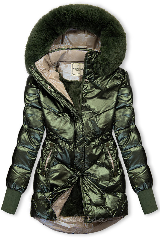Zelena djevojačka sjajna zimska jakna