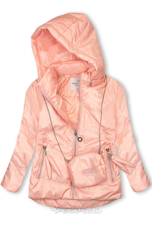 Svijetlo ružičasta prijelazna jakna s torbicom