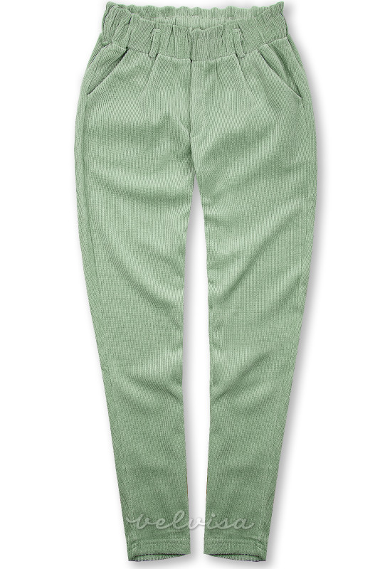 Svijetlo zelene ležerne hlače s elastičnim pojasom