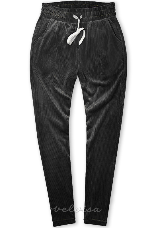 Crne ležerne hlače s baršunastim uzorkom