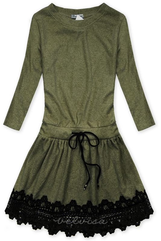 Army zelena kratka haljina s čipkom