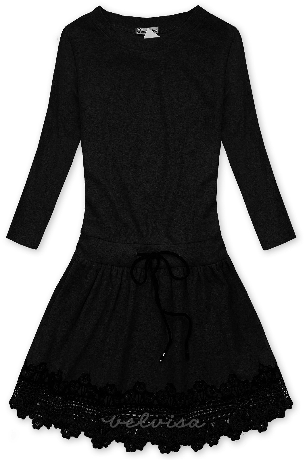 Crna kratka haljina s čipkom