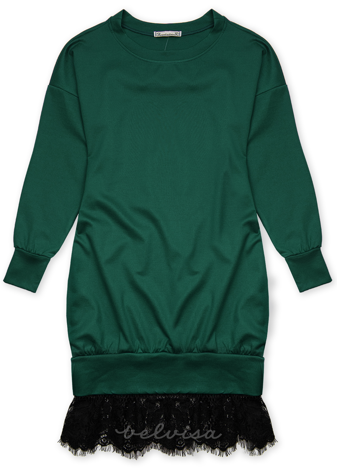 Zelena sweatshirt haljina s čipkom