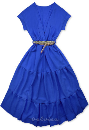 Kobalt plava midi ljetna haljina s remenom