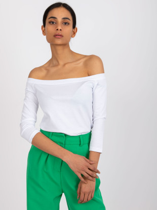 Blusa bianca con scollo ispanico Basic Live