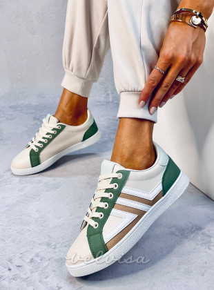 Sneakers stringate beige-verde
