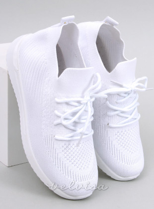 Sneakers bianche da donna realizzate in tessuto elastico