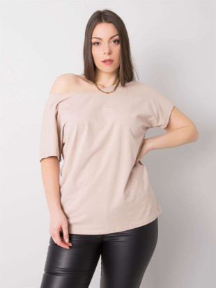 T-shirt beige plus size in cotone