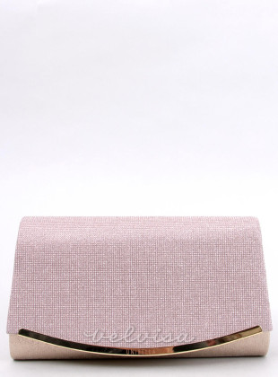 Elegante borsa decorata con zirconi rosa champagne