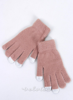 Ženske basic rukavice losos ružičaste