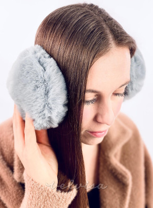 Sivi zimski krzneni muf za uši
