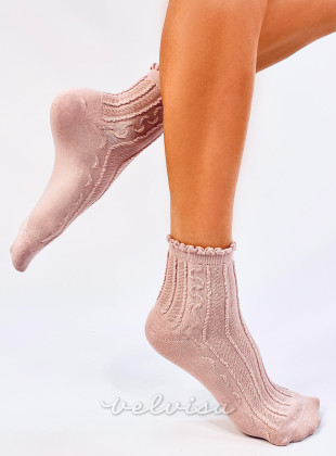 Ružičaste ženske čarape s naborima