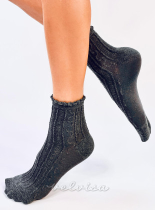 Tamno sive ženske čarape s naborima