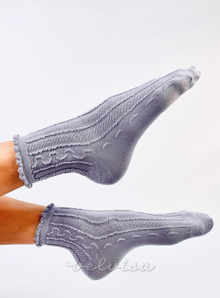Ženske čarape s naborima u boji lavande