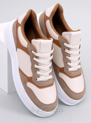 Sneakers con suola alta beige/marrone